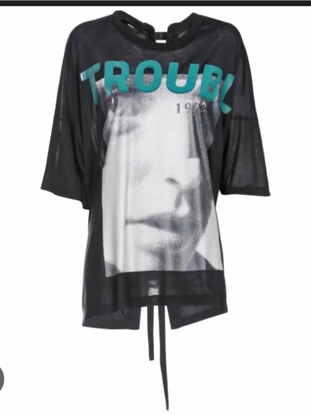 Diesel Black Tee with Teal Graphic 'TROUBL'